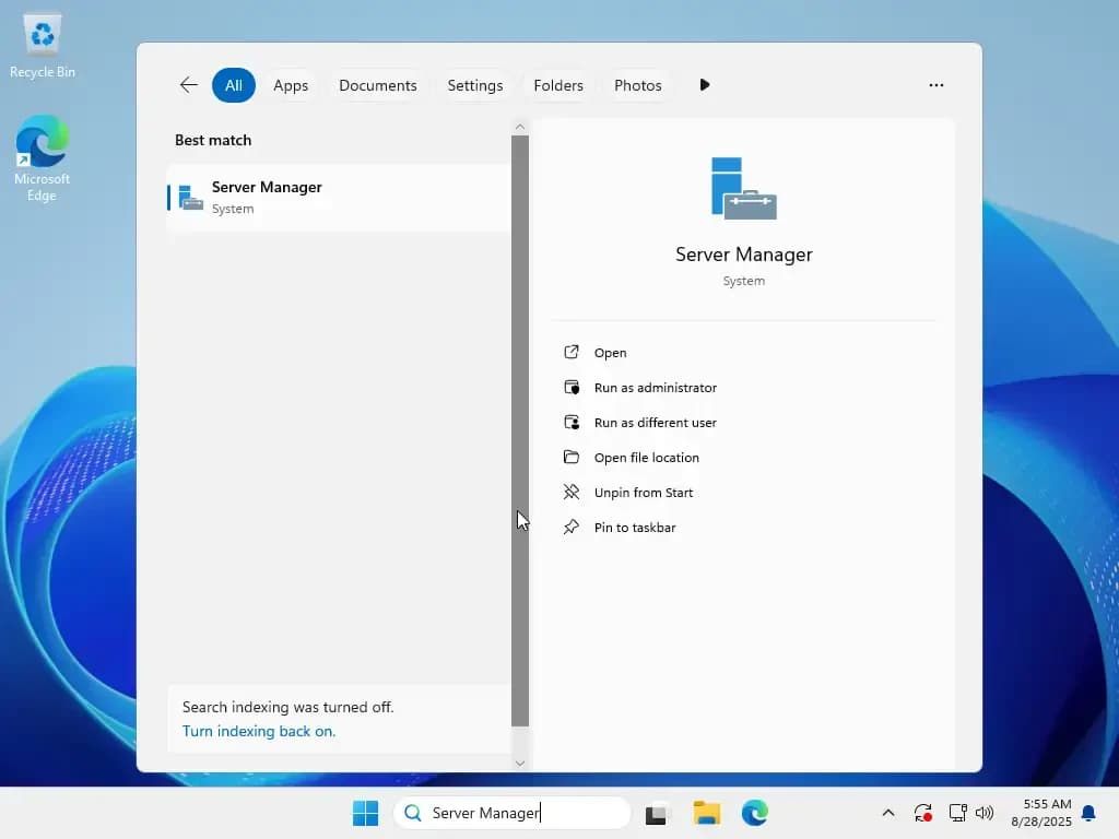 open server manager