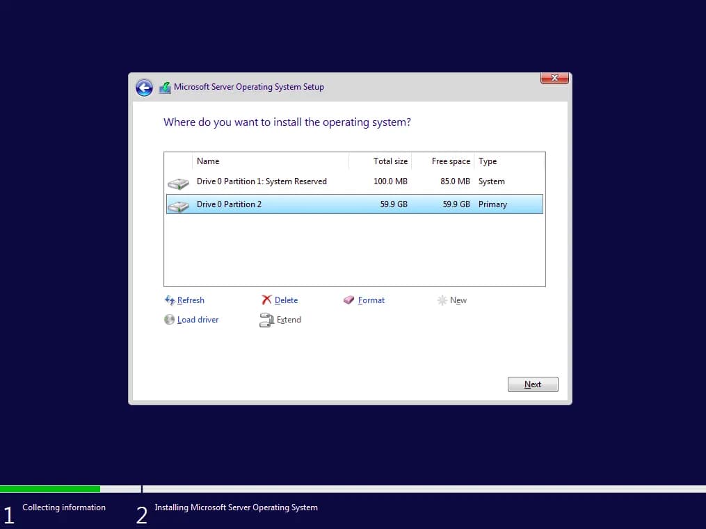 choose second partition