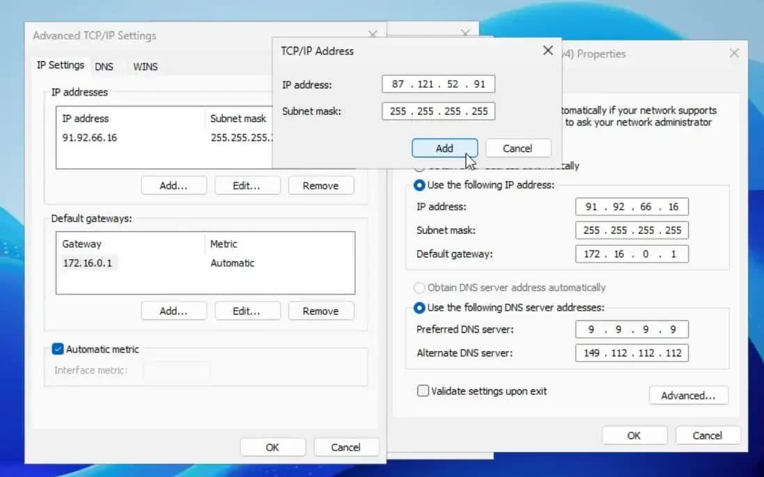 add ipv4 address