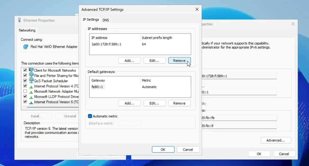 remove ipv6 address
