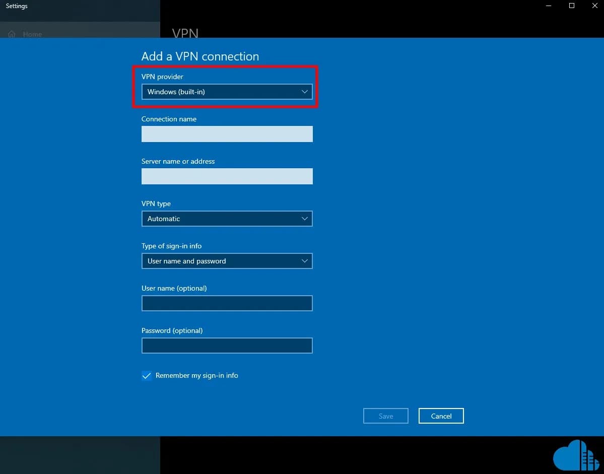 make sure to select 'windows (built-in)'