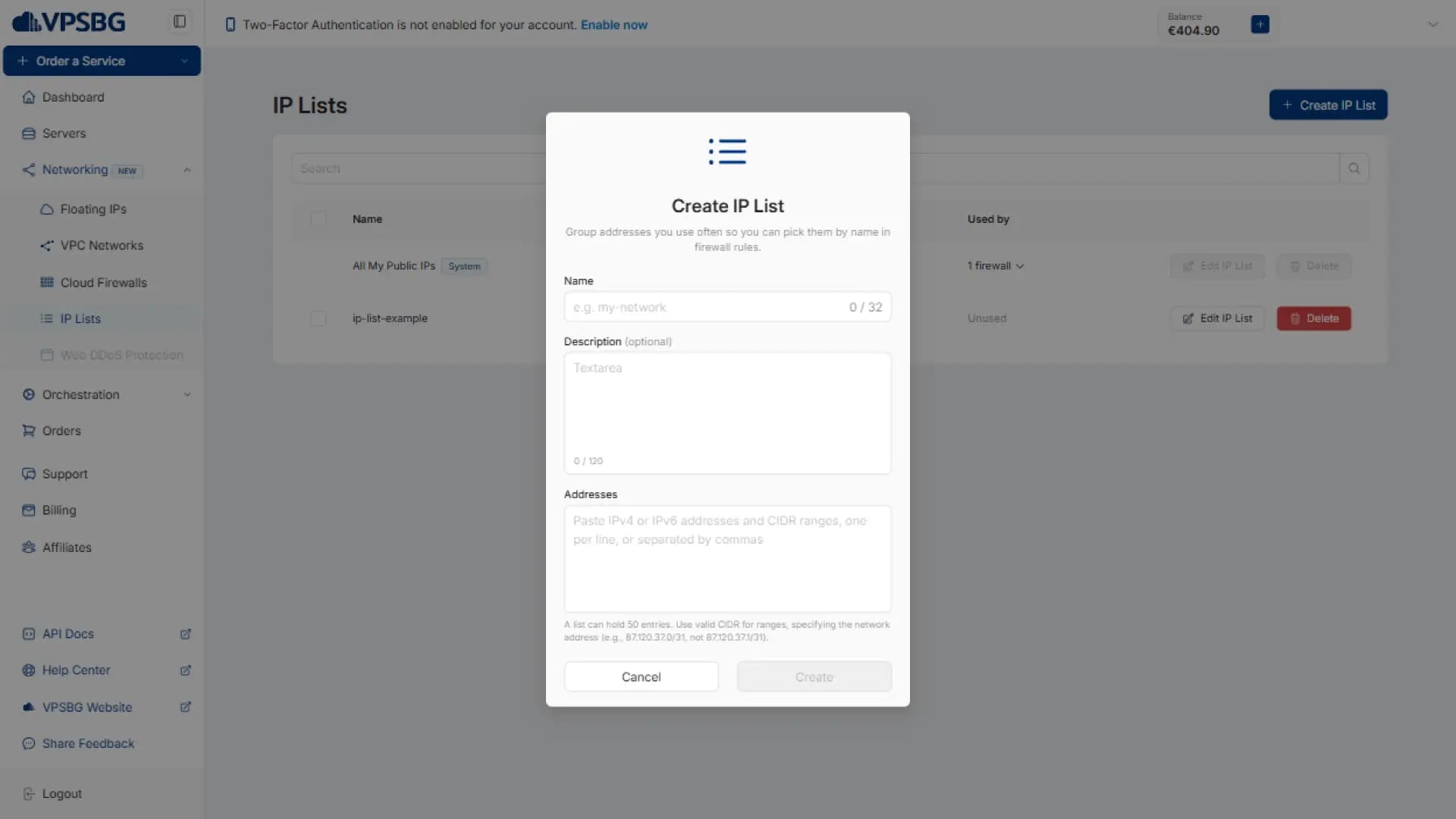 create ip list