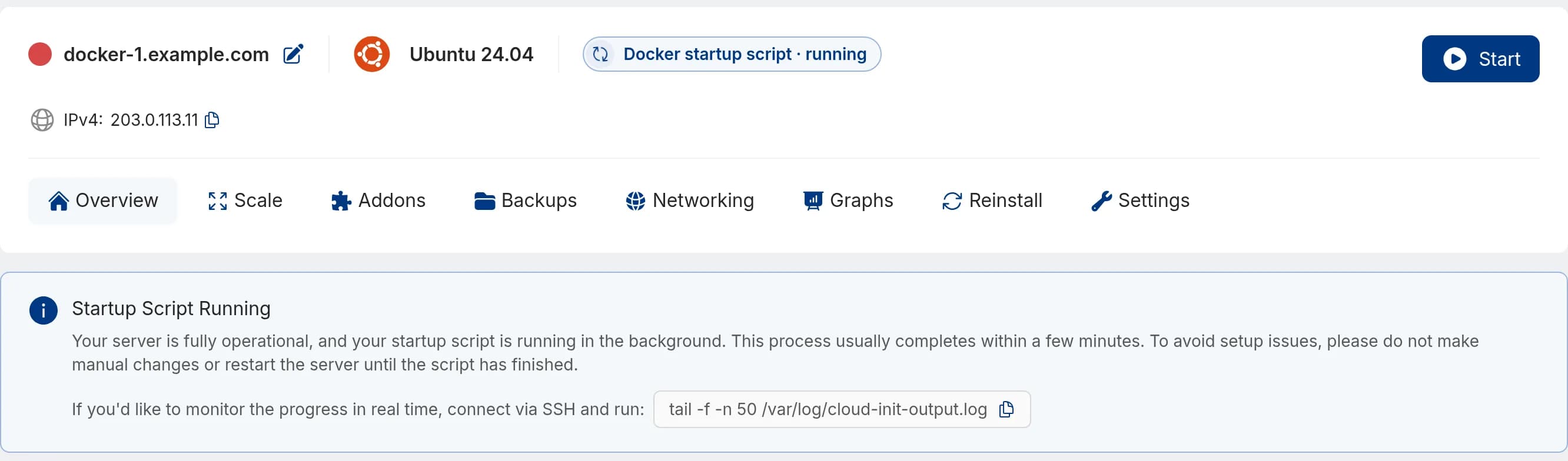 startup script running