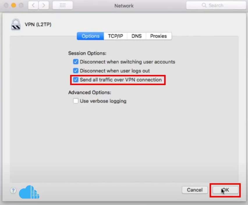 configure the advanced settings for the connection