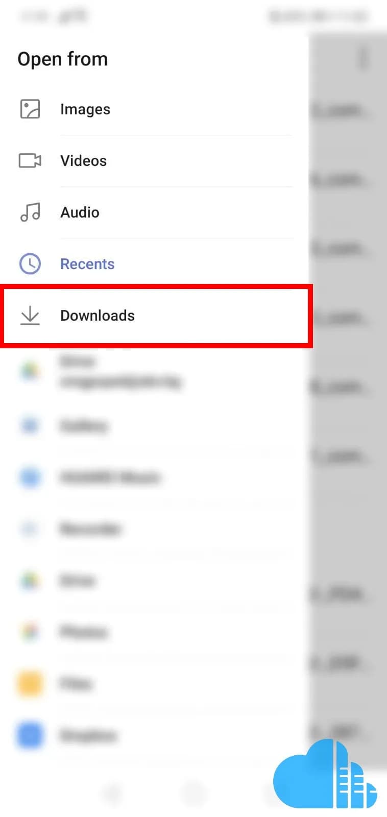 tap on the downloads folder