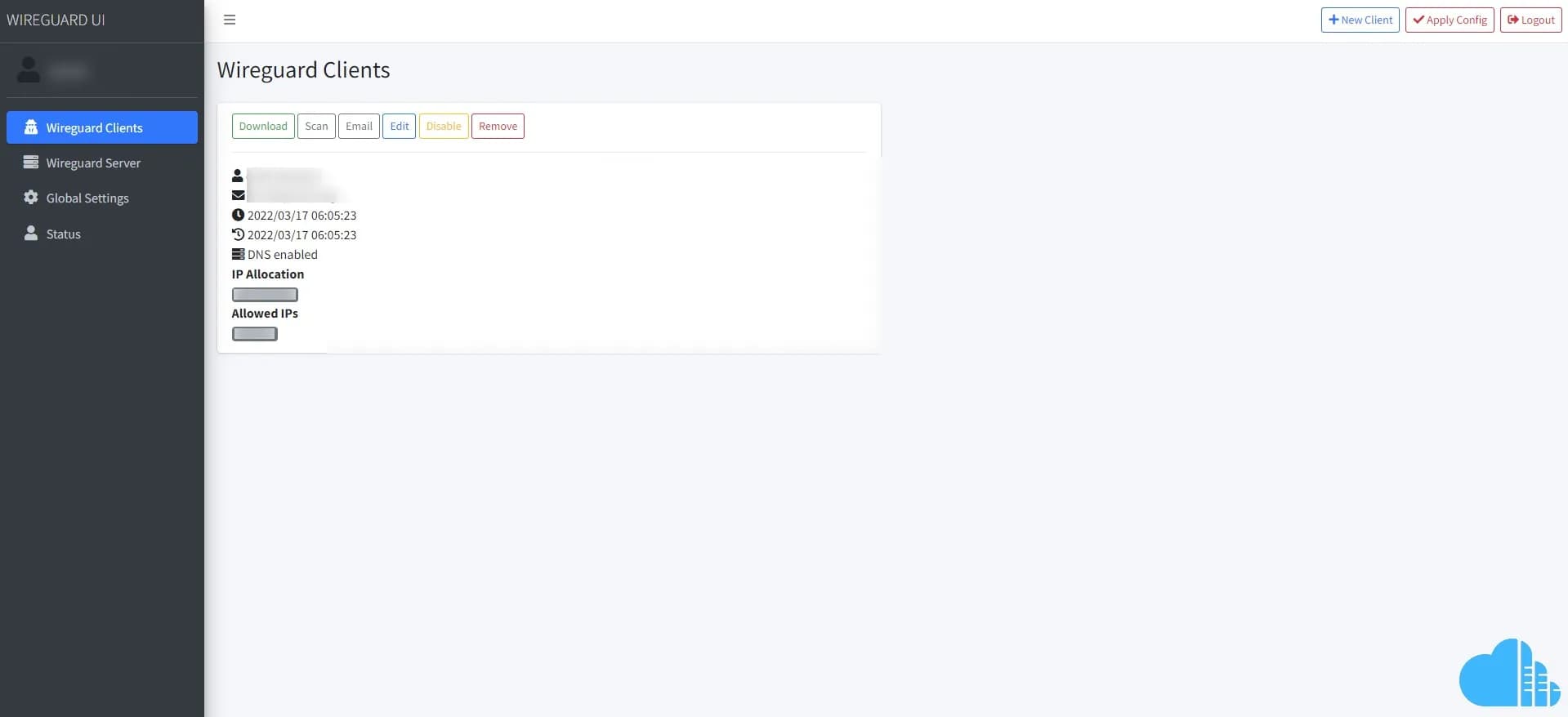 WireGuard VPN server control panel