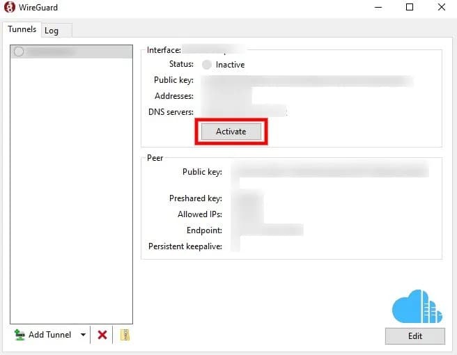 connecting from the WireGuard client