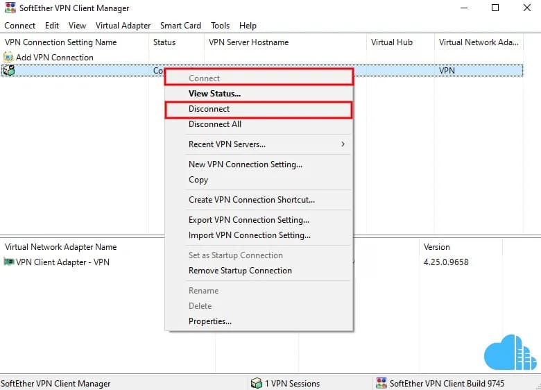toggle the connection on and off