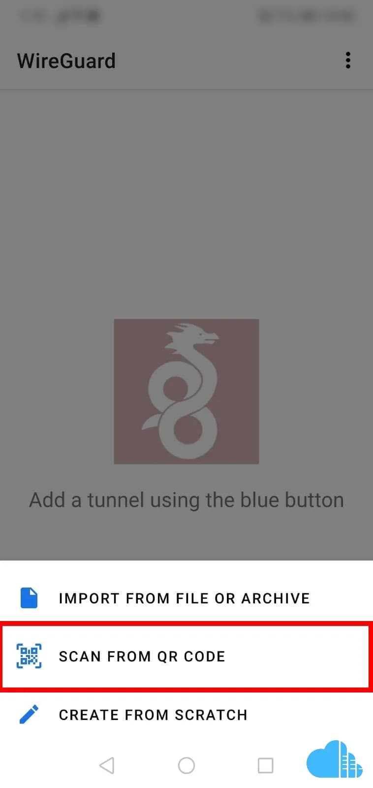 tap the scan from QR code button