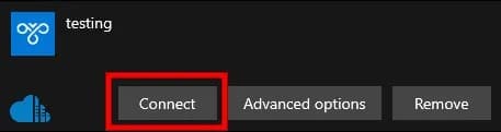 to connect to the vpn server click on the 'connect' button