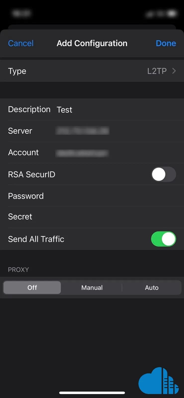 filling in the configuration information